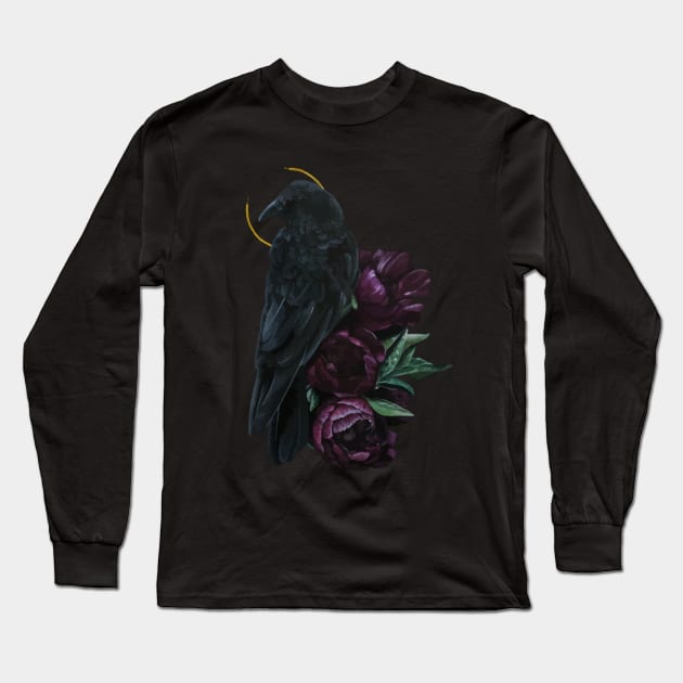 crow and flowers Long Sleeve T-Shirt by marikamonesi@gmail.com